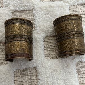 Antique Brass Elephant Cuff Set